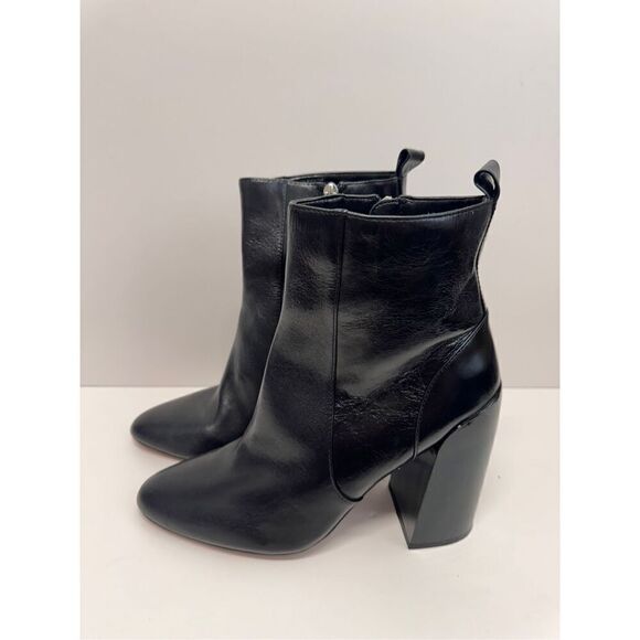 Vince Camuto Boots Womens Size 8.5 Everna Black Leather Block Heel Booties - Picture 4 of 11